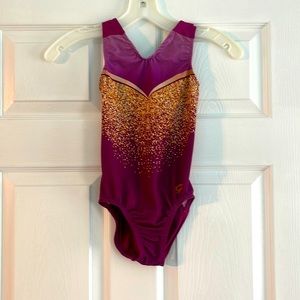 GK Elite CM Gymnastics Leotard Plum/Gold Child Medium